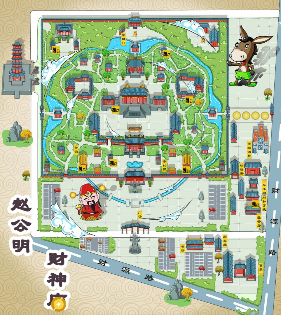虎丘寺庙类手绘地图